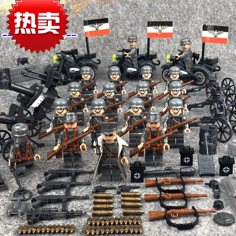 军事小人德军小人偶二战士兵兵人玩具乐高积木男孩子儿童拼装人仔冲锋