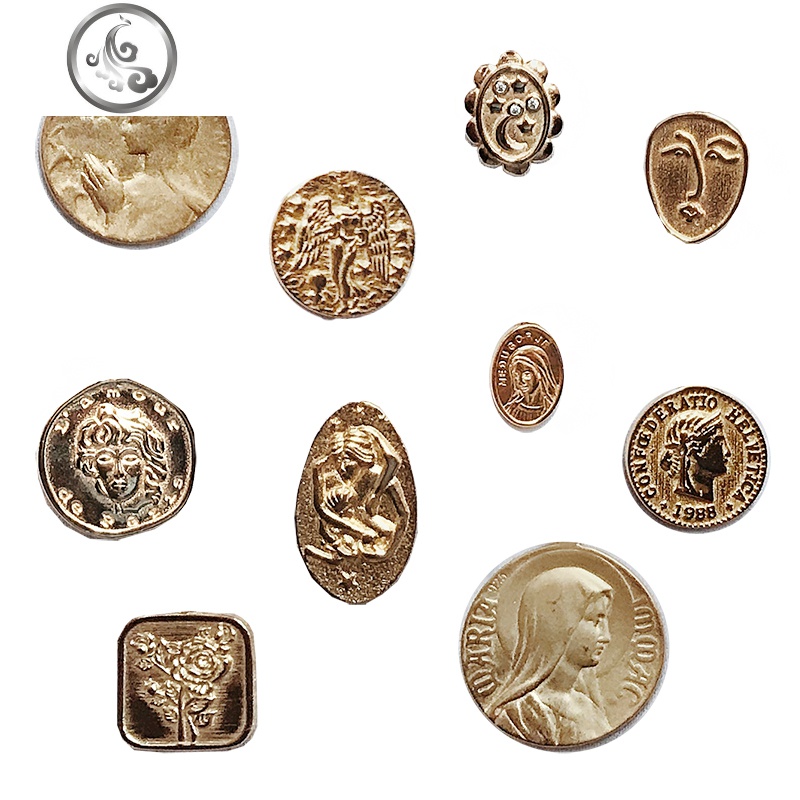 典藏S925银镀金欧美硬币项链 ins双面浮头像玫瑰复古文艺锁骨链 JiMi高清大图