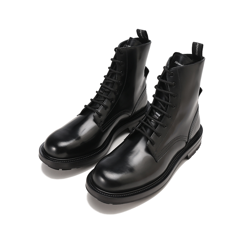 亚历山大麦昆alexandermcqueen男士皮革系带工装靴子短靴683569whz80