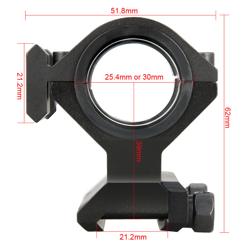 瞄准器夹具25.4MM30MM管径通用20MM导轨高宽连体带侧导轨带水平仪指南针支架激光瞄夹具