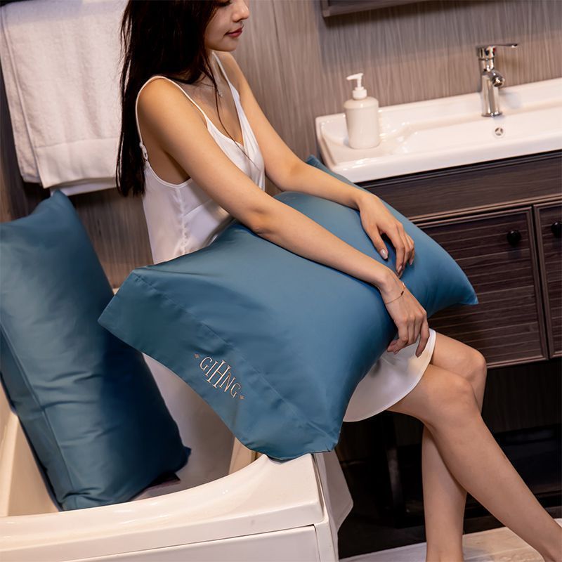 美帮汇枕套60长绒棉高支数五星酒店全棉一对成人全棉双人枕头套48*74cm高清大图