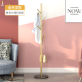 戴劲 大理石铁艺衣帽架落地简易衣服卧室家用置物收纳简约现代挂衣架子 黑色大理石+金色树枝