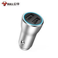 公牛(BULL)GNV-CUA120车载充电器车充银色12-36V双USB手机充电一拖二金属材质适用大车工程车