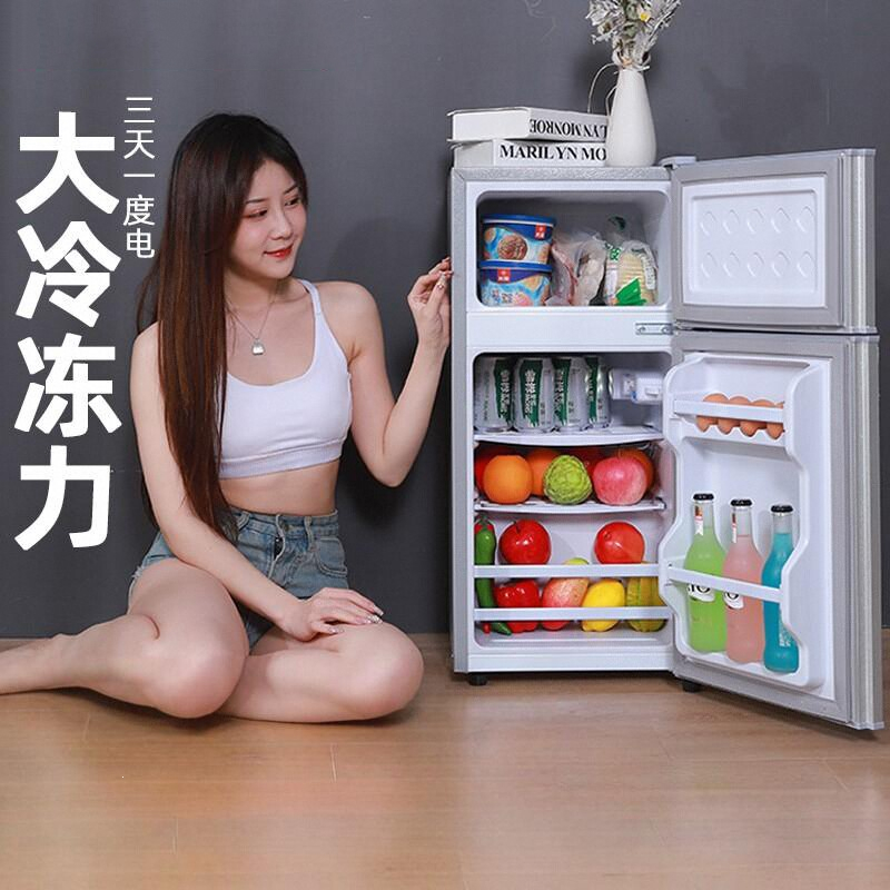小冰箱家用小型宿舍出租房冷冻冷藏双开门电冰箱一级节能省电_银色双门158全国联保省电款一级能效