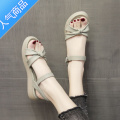 SUNTEK厚底凉鞋女2023年新款夏季平底女鞋一字带软底软皮仙女风底字2S