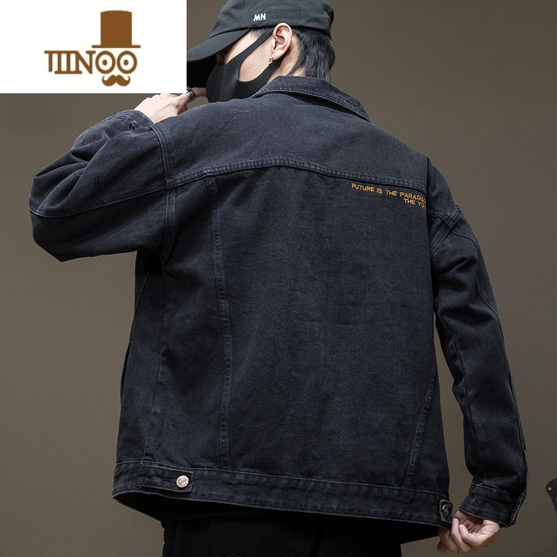 yanxu春季牛仔外套男士韩版潮流休闲潮牌宽松款褂子痞帅工装夹克男