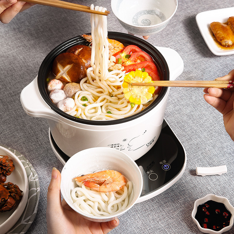小浣熊 多功能分体式家用迷你火锅小电锅小2人3宿舍学生电热电煮锅 米