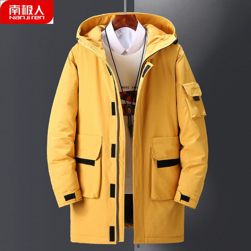 南极人冬季男士工装羽绒服男中长款保暖韩版加厚连帽潮外套男视频