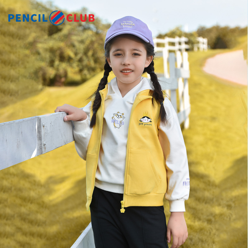 [1件3.5折价:52.15元]铅笔俱乐部童装秋装女童连帽马甲儿童背心女孩外套上衣