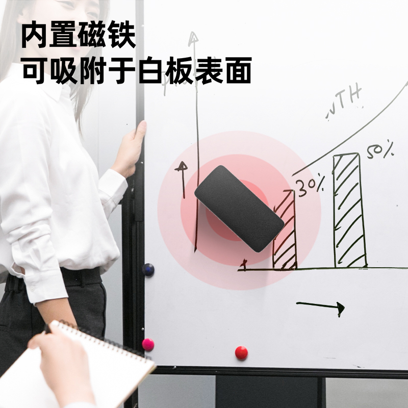 得力7837白板擦110*56*40mm(混) 白板黑板玻璃画板静电布料擦拭不留痕 磁性白板擦