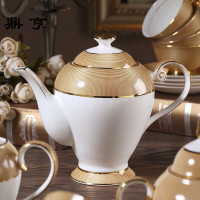 鼎亨土豪金欧式骨瓷手冲咖啡壶奶茶壶家用陶瓷咖啡壶咖啡器具凉水