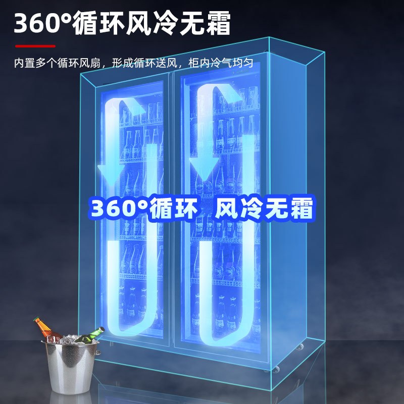 埃利斯(AILISI)啤酒柜饮料柜风冷展示柜超市酒吧KTV 商用冷藏冰柜网红冷柜大容量风冷回弹门LSC-1260FCHT