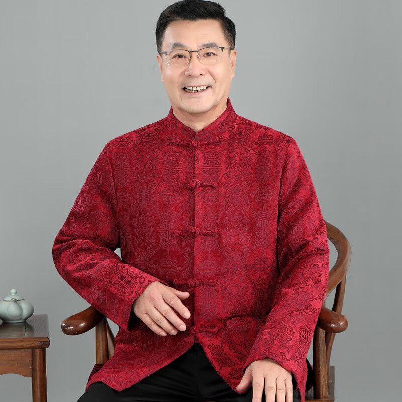 旗舰店品牌轻奢男装唐装男爸爸外套中老年夹克中国风爷爷套装老人寿衣