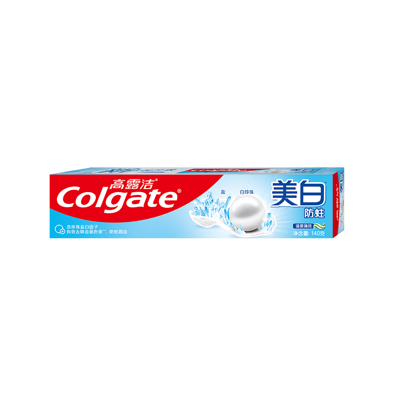 高露洁(Colgate)美白防蛀牙膏140g清爽薄荷清新口气盐白珍珠 家用高清大图