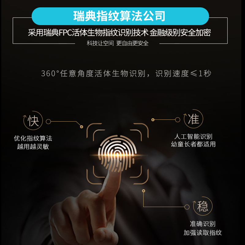 科林贝思(CLBST)智能指纹锁 家用防盗门 通用密码锁电子锁 全自动智能门锁钛黑CK-Z02