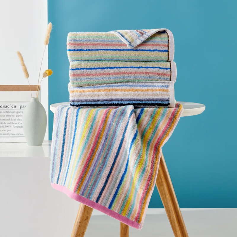 洁玉彩虹彩条毛巾单条装 颜色随机(GJ) 毛巾单条装礼盒JYCX-217FT-A高清大图