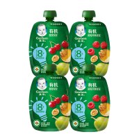嘉宝4袋组合装有机树莓苹果梨泥 (添加核桃油)90g*2+樱桃梨泥 (添加核桃油) 90g*2 8月龄起