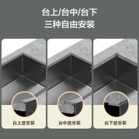 九牧旗舰店卫浴官方水槽厨房手工大单槽304不锈钢洗菜盆水池水盆洗碗盆枪灰色抗刮洗碗槽抽拉水龙头水槽套餐