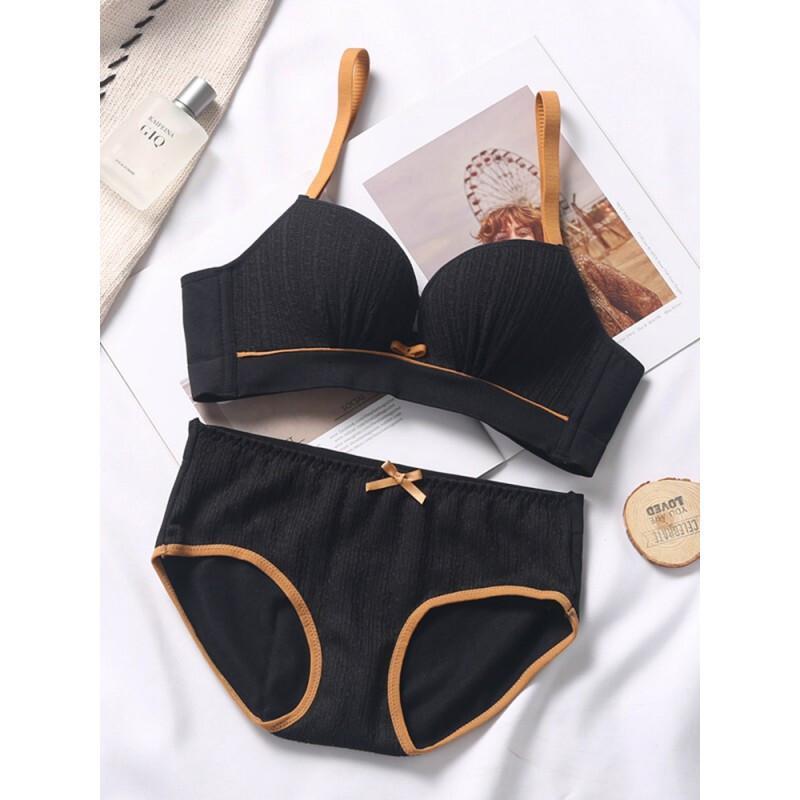 波迷娜bo均码ina少女内衣女套装无钢圈聚拢文胸高中学生薄款显小调整