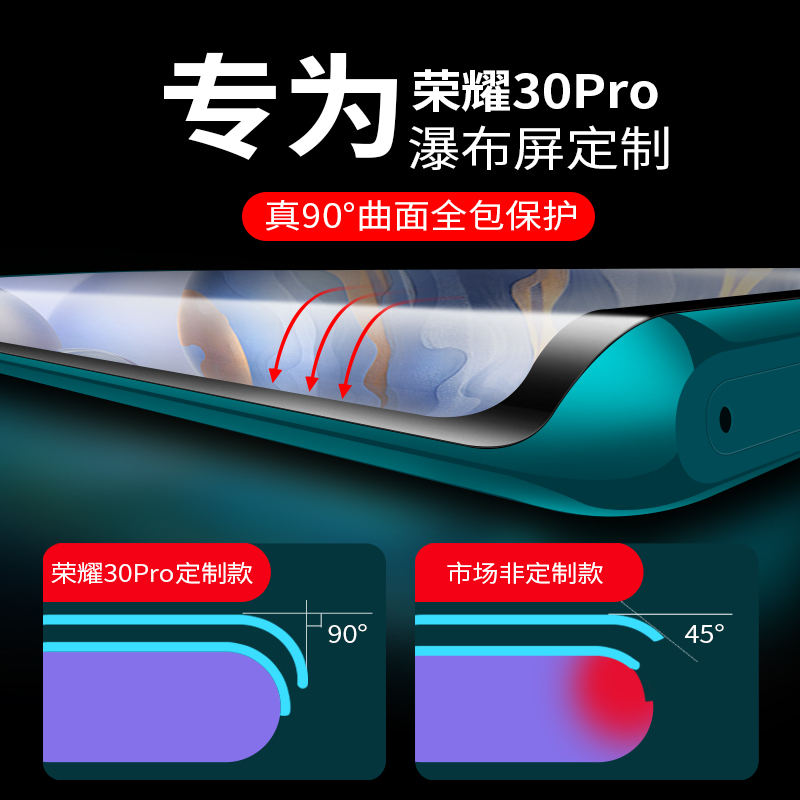 华为荣耀30pro钢化膜30手机膜30s保护膜honor30pro全屏覆盖5g版抗蓝光玻璃膜huawei三十全包全胶全身