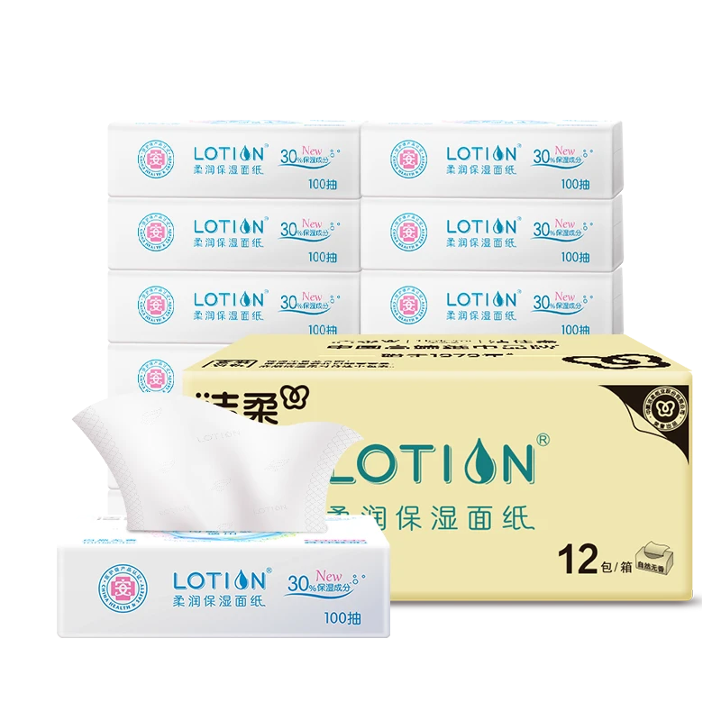 洁柔乳霜纸 保湿抽纸Lotion3层100抽*12包 亲肤云柔巾 婴儿纸巾整箱高清大图