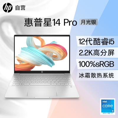 惠普(HP)星14 Pro-eh0800TU笔记本电脑轻薄本14英寸学生电脑网课办公(12代英特尔酷睿i5-12500H 16G 512G 高色域 2.2K低蓝光 背光键盘)月光银