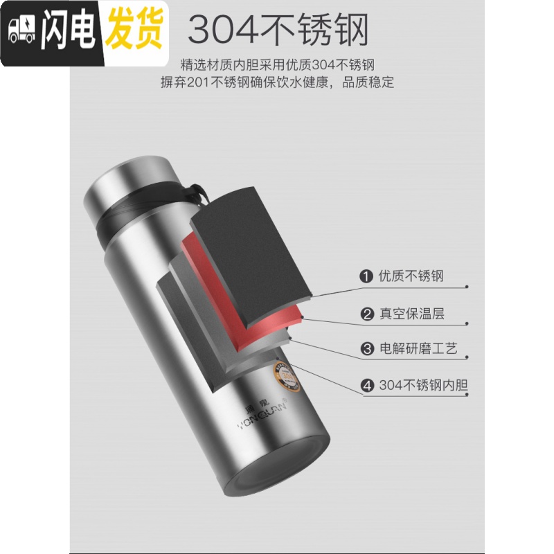 三维工匠保温杯大容量男士水杯真空不锈钢茶杯女户外便携壶杯子1000 1000-本色高清大图