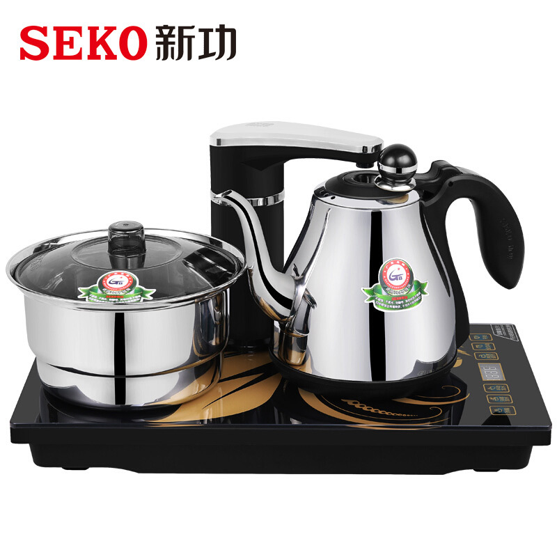 新功 F90 电热水壶 304不锈钢 智能全自动上水电茶炉 烧水壶 1L电水壶 黑色