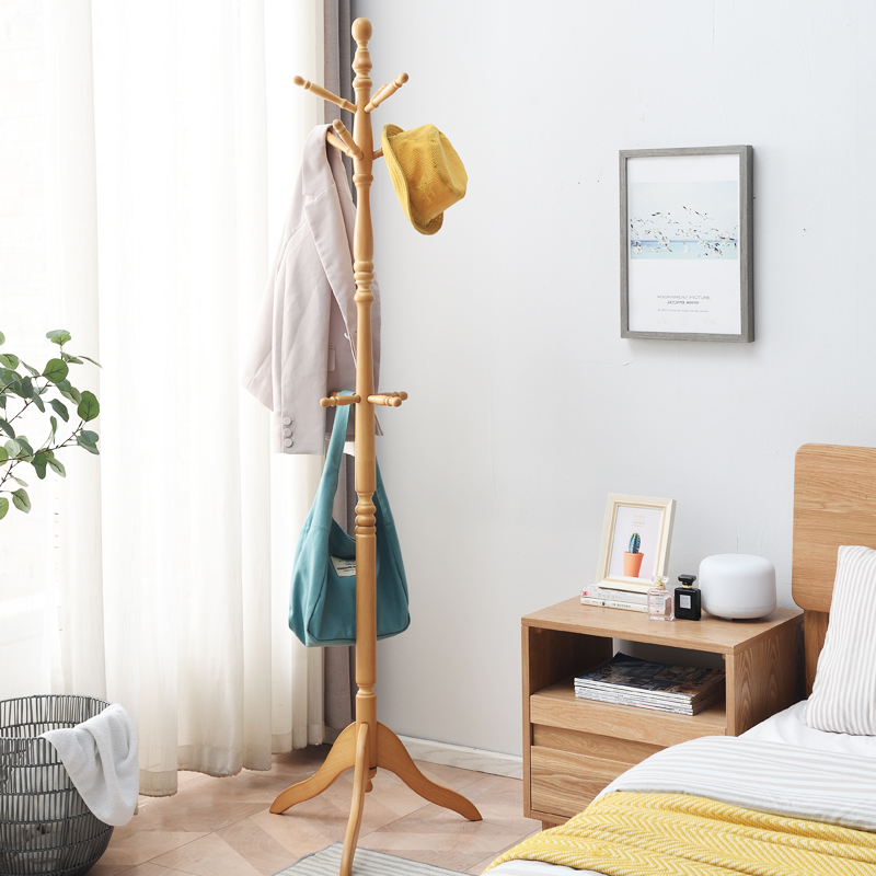 匡大 衣帽架 1.8米三角立式实木衣帽架 简约现代挂衣架 木色