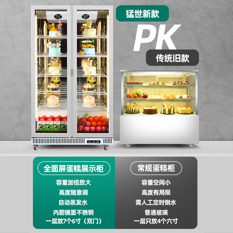 猛世(mengshi)蛋糕柜冷藏展示柜立式大容量商用冰箱甜品慕斯西点水果保鲜柜风冷全面屏 单门白色