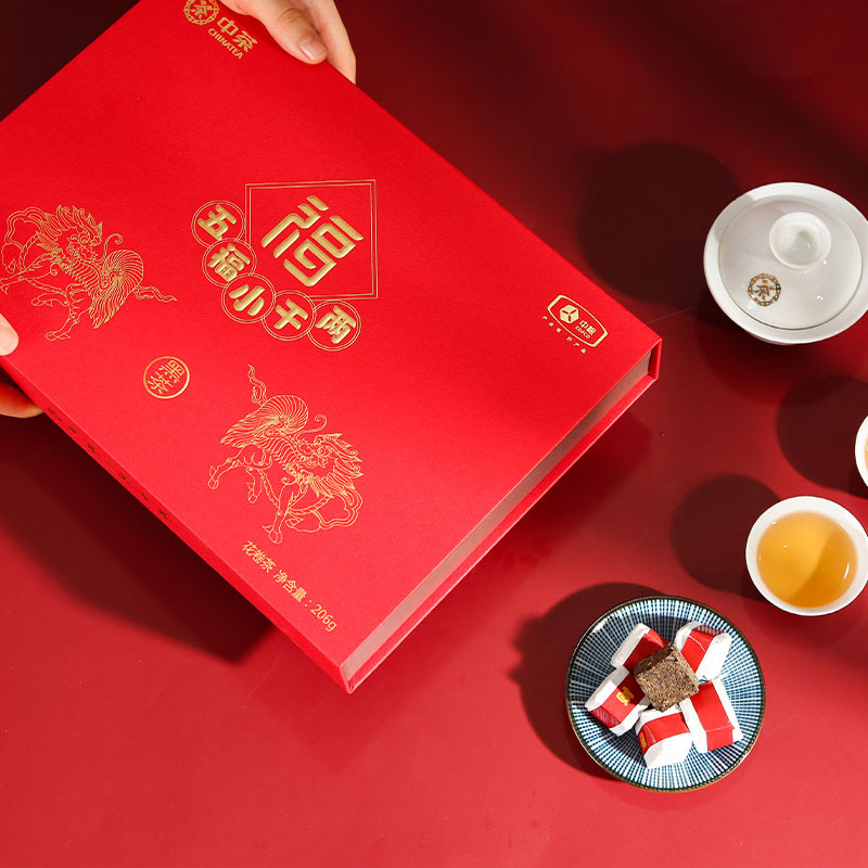 中粮中茶安化黑茶五福小千两湖南茶叶五福礼盒正宗千两茶