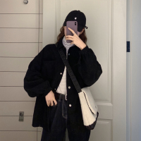 艳如飞长袖外穿衬衣女设计感小众秋冬季复古港风宽松百搭灯芯绒衬衫外套衬衫