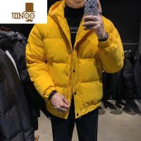 YANXU男士冬季面包服羽绒棉外套短款加厚棉衣橘色潮流棉服韩版棉袄连帽 3XL 黄色M88