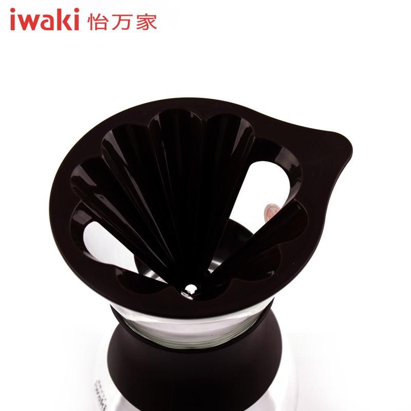 [百年品牌,精致生活,高端耐热玻璃咖啡壶]KT8694-BR怡万家花形滴漏式咖啡壶栗棕
