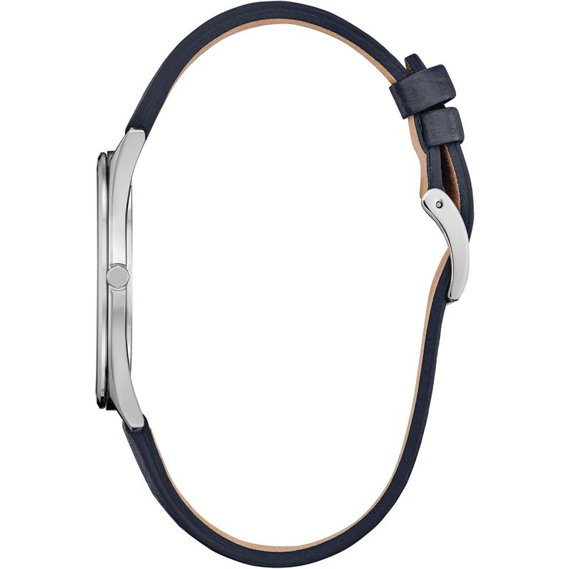 Citizen男士机械表经典设计蓝盘蓝皮带超薄防水EcoDrive驱动高清大图