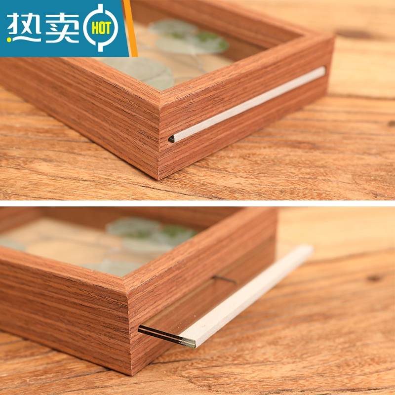 敬平相框摆台木质双面画框装裱8实木玻璃立体7植物标本双面透明框6寸 黑色 10寸[可放20.5*25.4]高清大图