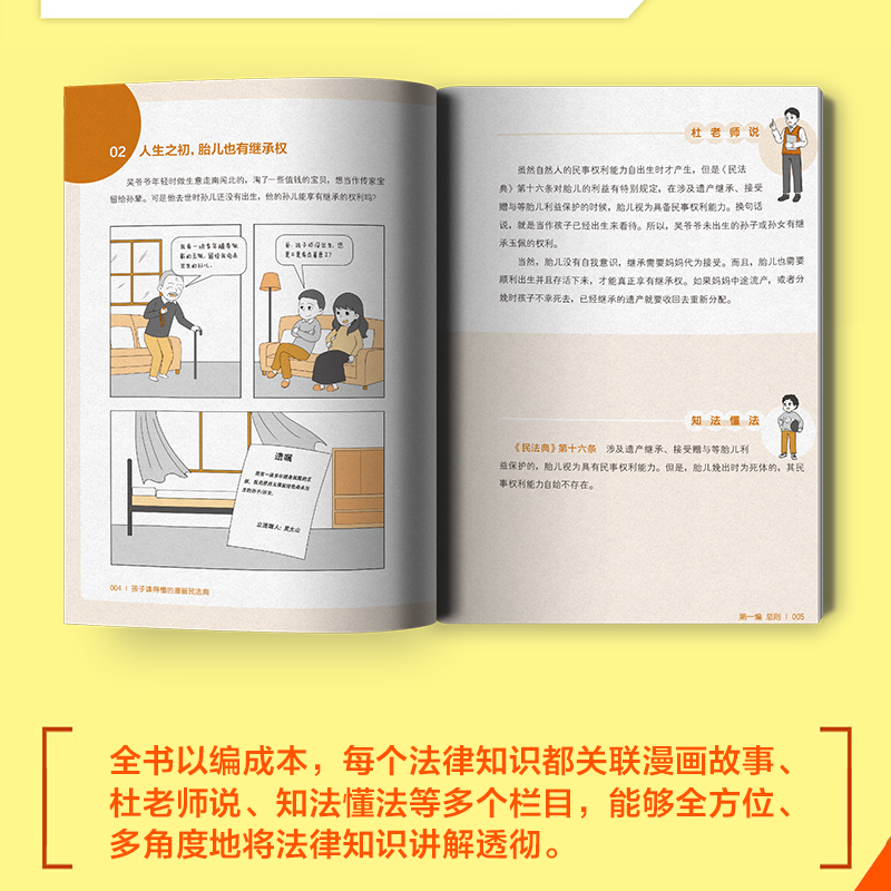 孩子读得懂的漫画民法典 [正版]孩子读得懂的漫画民法典 初中生小学生儿童普法漫画书家庭篇校园篇道德与法治把民法典讲成漫画高清大图
