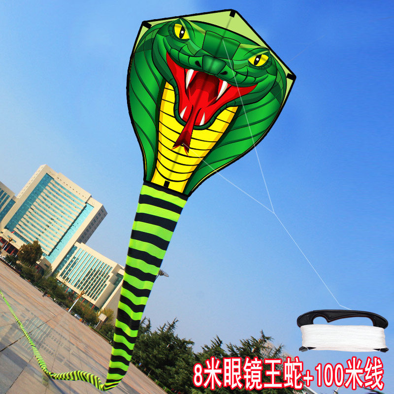 潍坊风筝 15米/30米竹叶青 青蛇眼镜王蛇 新款大型风筝创意 三维工匠 8米眼镜王蛇+100米线高清大图