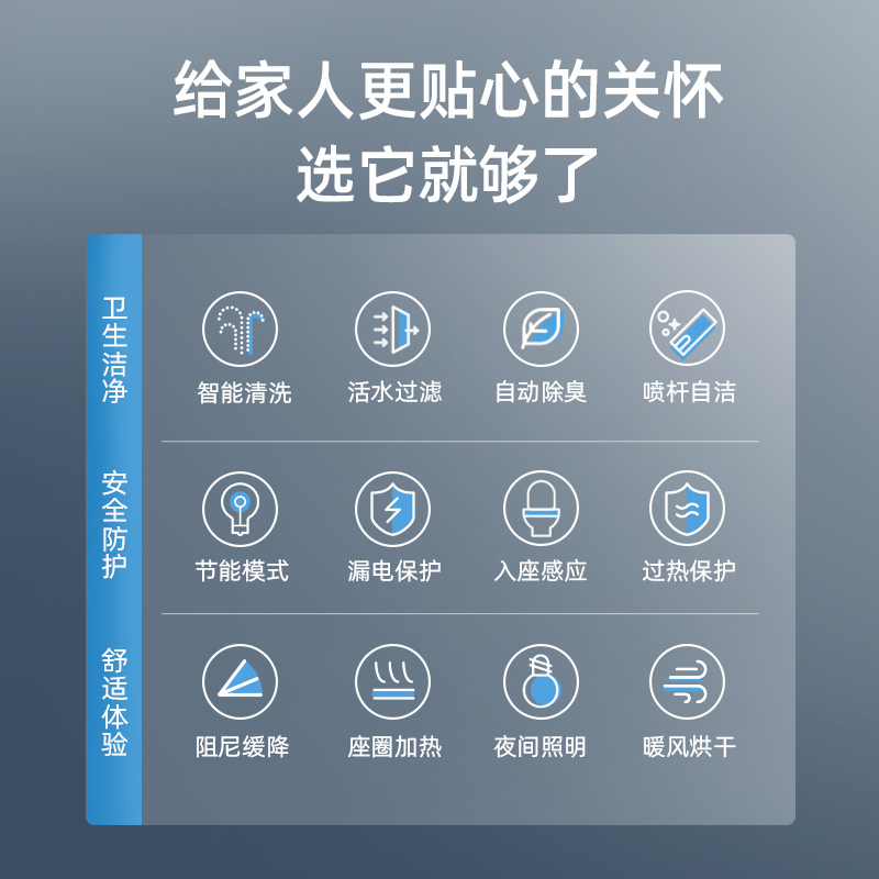 长虹智能马桶盖家用全自动即热坐便器盖板电动智能坐便盖板洁身器-JS3011A