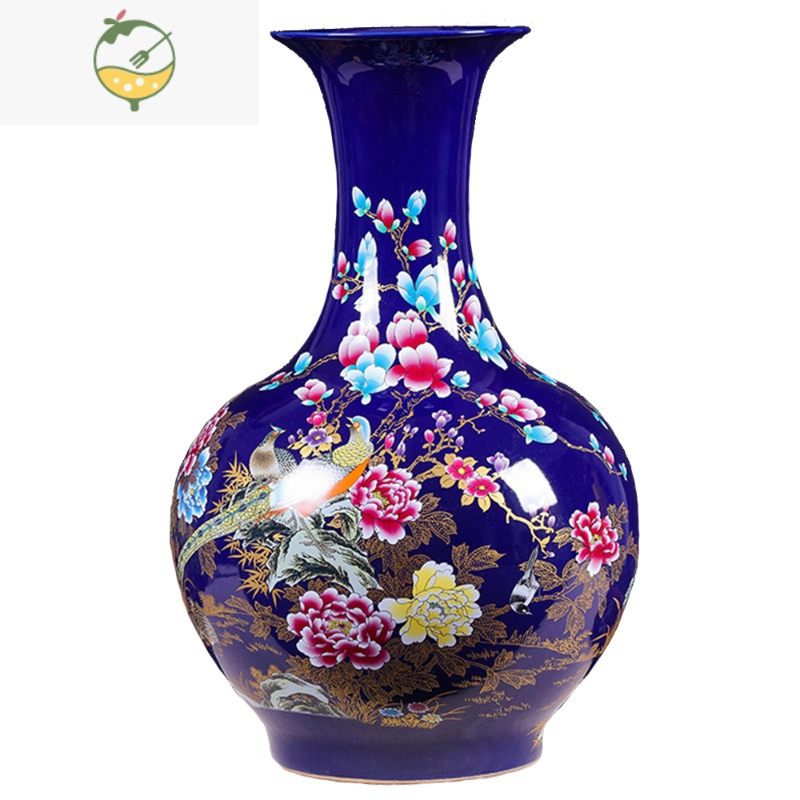 yicheng景德镇落地陶瓷大花瓶牡丹大号赏瓶新中式家居客厅插花装饰品