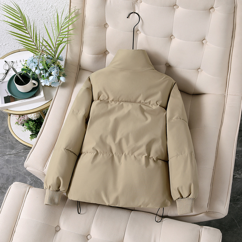 冬季加厚保暖羽绒棉服女短款韩版宽松立领面包服棉衣外套时尚百搭 卡其 M