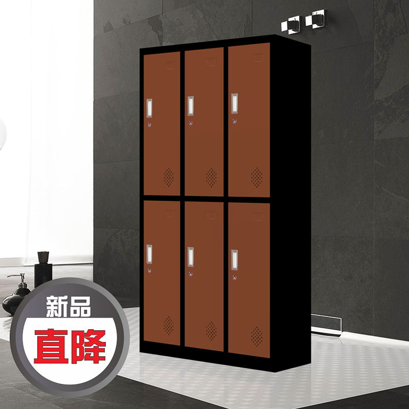 汐岩电子感应锁彩色更衣柜健身房院存物柜员工浴室带锁铁皮储物柜高清大图
