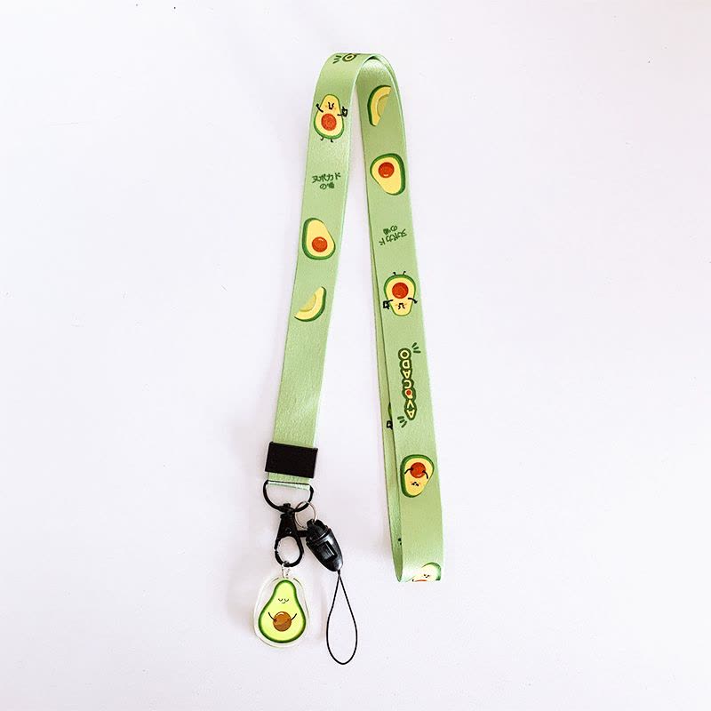 火豹ins花朵手机挂绳挂脖绳手机壳带子卡通可爱网红绿色不勒脖宽挂绳吊坠工作牌学生证U盘钥匙防丢挂件手机链 挂脖绳-草莓图片