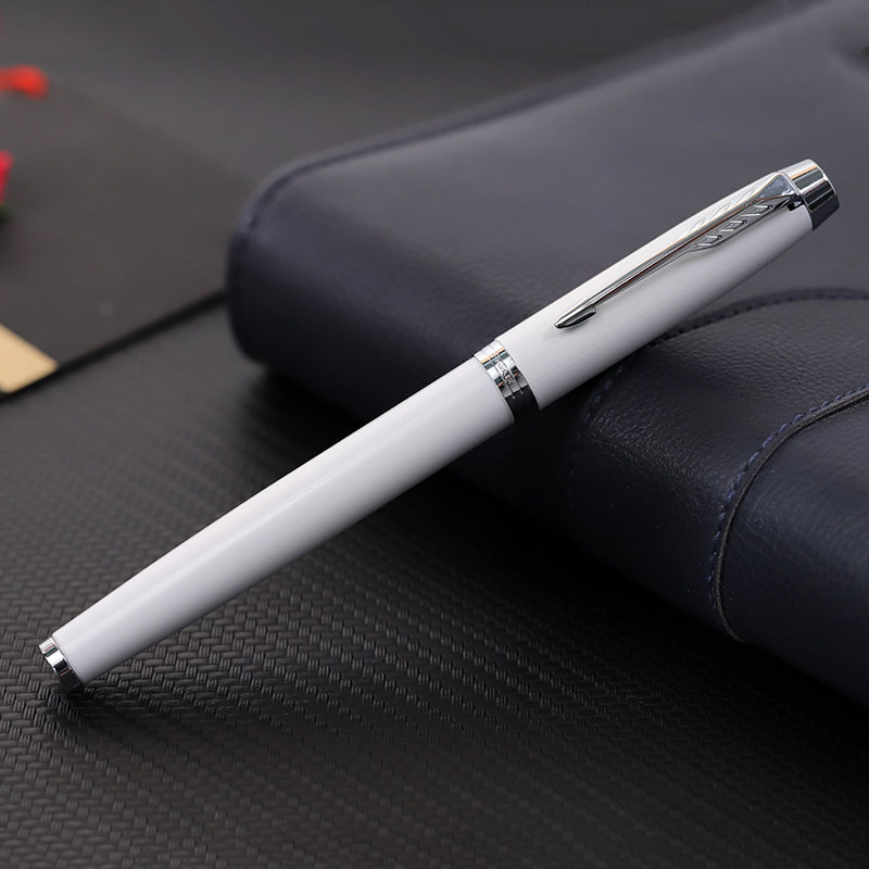 派克PARKER 钢笔 IM纯白白夹墨水笔 学生商务办公文具用品 可吸墨可替换墨囊 书写0.5mm金属不锈钢F笔尖