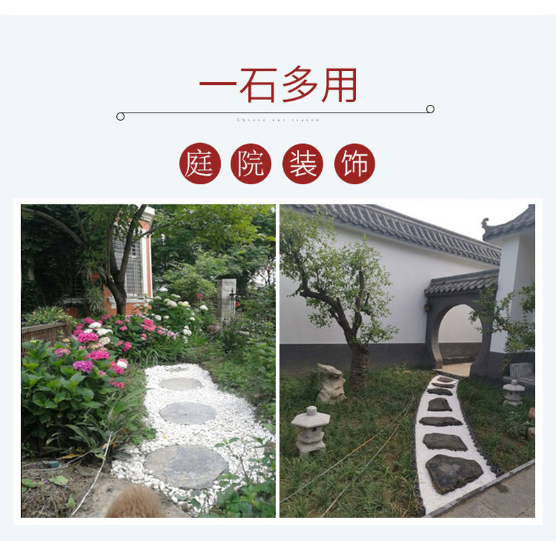 白石子 庭院铺路铺地小白石头园林枯山水白石子 1-1.5CM 10斤装