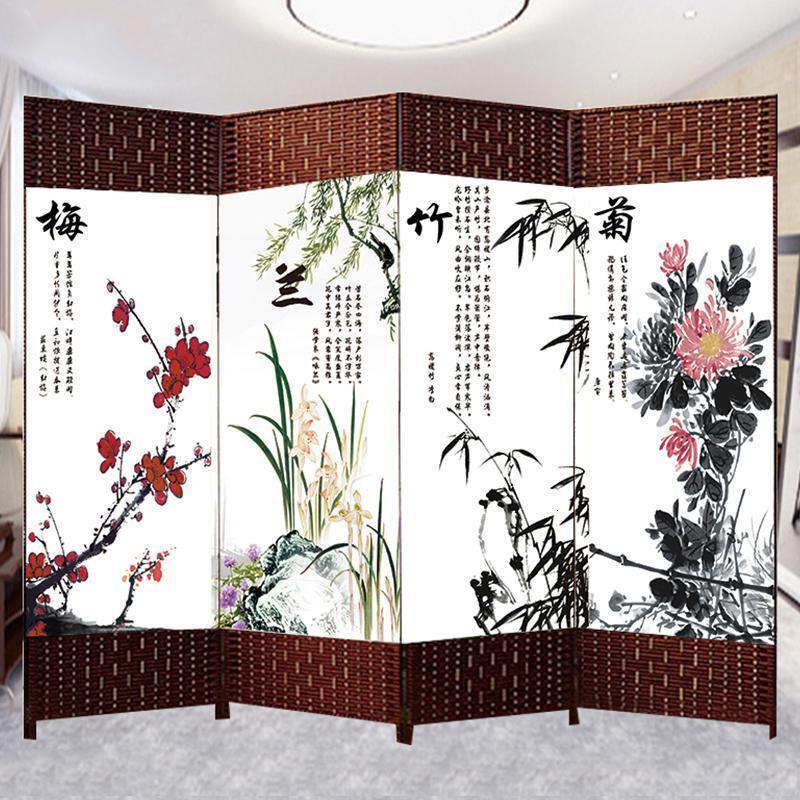 中式屏风隔断简易折叠客厅玄关墙移动折屏简约现公室实木屏风 1.8米高*50厘米宽（双面）4扇