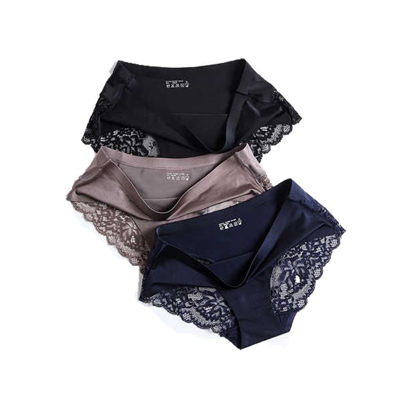 品彩(pincai)春秋女士内衣无痕蕾丝纯棉档性感透气超薄中腰三角内裤