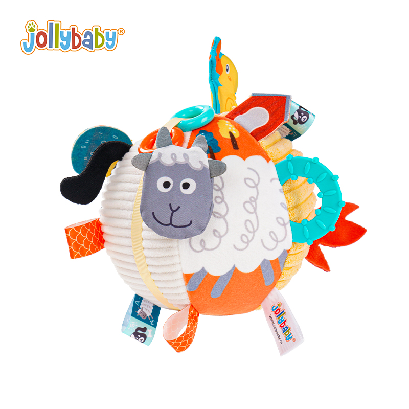 jollybaby婴儿手抓球可啃咬牙胶磨牙抚触球0-1岁宝宝感统训练1663 尾巴手抓球-农场