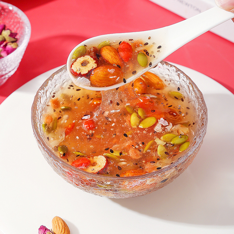 美粥玫瑰红枣坚果藕粉羹500g/罐 玫瑰藕粉速溶藕粉早餐冲饮高清大图