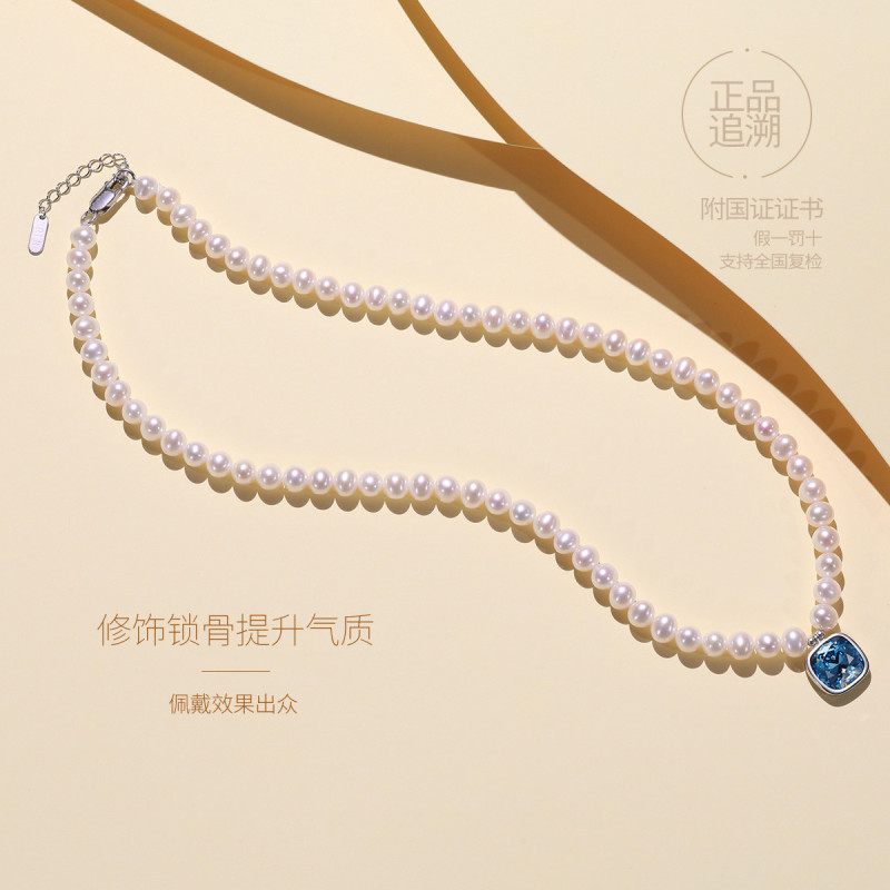 佰色传情淡水珍珠项链短复古法式小众设计锁骨链choker项圈新款